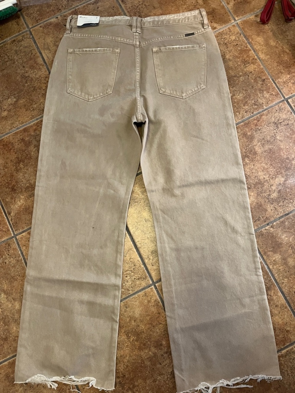 Kancan Taupe Jeans Ultra High Rise 90s Flare Raw Hem Size 15 - Picture 6 of 8